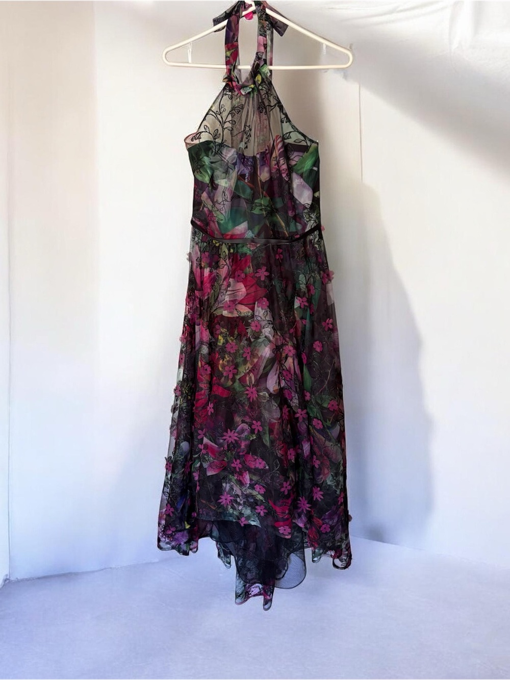 MARCHESA NOTTE Floral Tulle Dress Halter Gown Dress Size 8 New